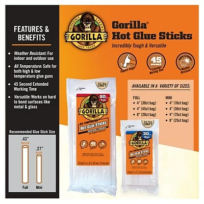 Hot Sale 💯 Glue & Glue Sticks Gorilla Glue Sticks, Clear/Opaque, 75/Pack (3027502) 🤩 4 Hot Sale 💯 Glue & Glue Sticks Gorilla Glue Sticks, Clear/Opaque, 75/Pack (3027502) 🤩 - Image 4