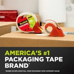 Outlet 😀 Tape Dispenser W Tape Scotch® Sure Start Shipping Packing Tape With Refillable Dispenser, 1.88" X 38.2 Yds., Clear (3450S-RD) 🧨 -Tape Fasteners & Adhesives Sales unnamed file 729