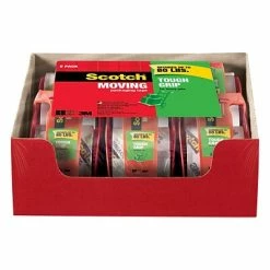 Brand new 🛒 Tape Dispenser W Tape Scotch Tough Grip Moving Packaging Tape With Dispenser, 1.88" X 22.2 Yds., Clear, 6 Rolls/Pack (150-6) 😀