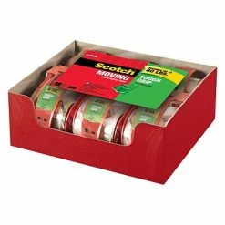 Brand new 🛒 Tape Dispenser W Tape Scotch Tough Grip Moving Packaging Tape With Dispenser, 1.88" X 22.2 Yds., Clear, 6 Rolls/Pack (150-6) 😀 -Tape Fasteners & Adhesives Sales unnamed file 782