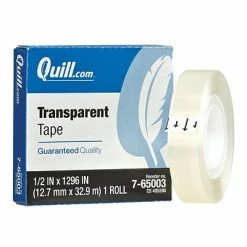 Promo 👍 Clear Tape Quill Brand® Transparent Tape, Glossy Finish, 1/2" X 36 Yds., Single Roll (70016043807) ✨