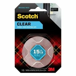 Best Pirce 🎁 Double Sided Foam Tape Scotch® Double-Sided Mounting Tape, 1" X 1.66 Yds., Clear (410H) 💯