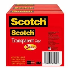 Tape Fasteners & Adhesives Sales 6 Best deal ⌛ Clear Tape Scotch® Transparent Tape Refill, 1" X 72 Yds., 3 Rolls (600-72-3PK) 🧨