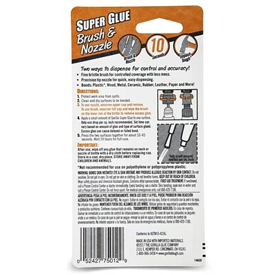Flash Sale 😉 Adhesives Glues Gorilla Brush & Nozzle Super Glue, 0.35 Oz. (7500101) ⌛ 4 Flash Sale 😉 Adhesives Glues Gorilla Brush & Nozzle Super Glue, 0.35 Oz. (7500101) ⌛ - Image 4